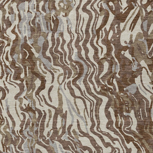 Homeroots 3' Beige Brown And Ivory Abstract Washable Area Rug For Indoor Or Outdoor Comfort And Style 5' X 8' Polyester 600277