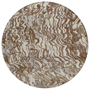 HomeRoots 5' Washable Area Rug in Brown, Beige & Gray - Stylish, Durable Design for Indoor & Outdoor Use 8' Round 600278
