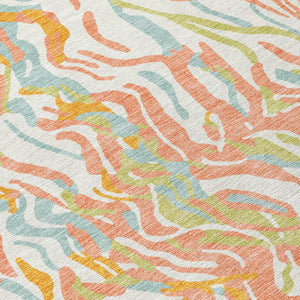 Homeroots 3' Beige Brown And Ivory Abstract Washable Area Rug For Indoor Or Outdoor Comfort And Style 8' Round Polyester 600284