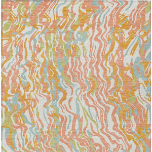 Homeroots 3' Beige Brown And Ivory Abstract Washable Area Rug For Indoor Or Outdoor Comfort And Style 8' X 10' Polyester 600285