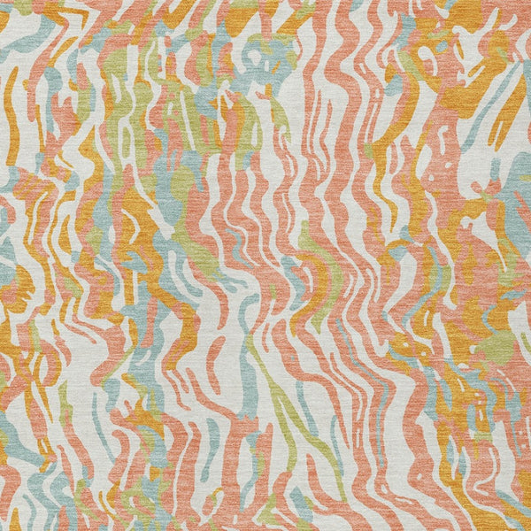 Homeroots 3' Beige Brown And Ivory Abstract Washable Area Rug For Indoor Or Outdoor Comfort And Style 8' X 10' Polyester 600285