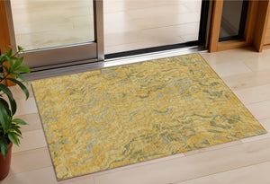 Homeroots 3' Beige Brown And Ivory Abstract Washable Area Rug For Indoor Or Outdoor Comfort And Style 3' X 5' Polyester 600288