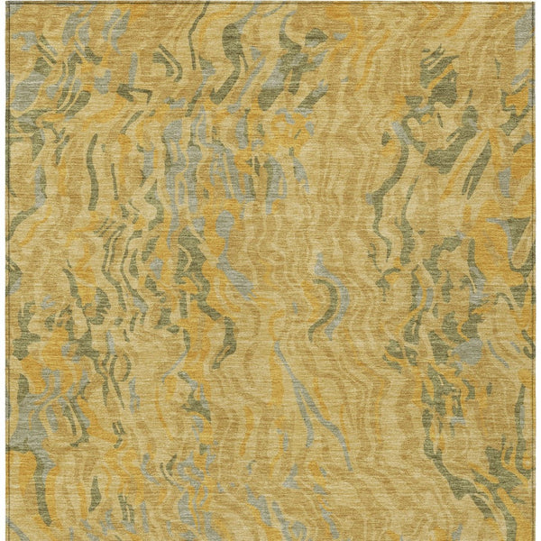 Homeroots 3' Beige Brown And Ivory Abstract Washable Area Rug For Indoor Or Outdoor Comfort And Style 5' X 8' Polyester 600289