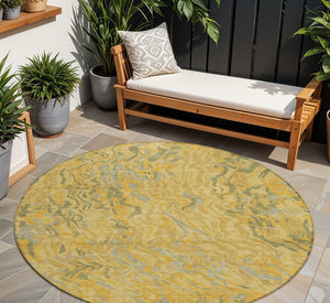Homeroots 3' Beige Brown And Ivory Abstract Washable Area Rug For Indoor Or Outdoor Comfort And Style 8' Round Polyester 600290