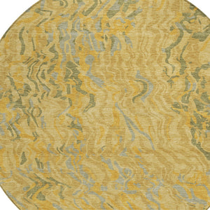 Homeroots 3' Beige Brown And Ivory Abstract Washable Area Rug For Indoor Or Outdoor Comfort And Style 8' Round Polyester 600290