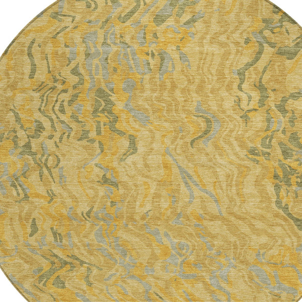 Homeroots 3' Beige Brown And Ivory Abstract Washable Area Rug For Indoor Or Outdoor Comfort And Style 8' Round Polyester 600290