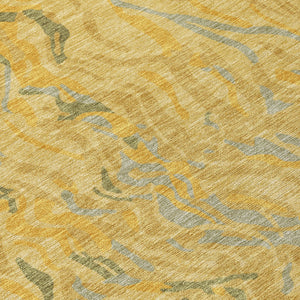 Homeroots 3' Beige Brown And Ivory Abstract Washable Area Rug For Indoor Or Outdoor Comfort And Style 8' Round Polyester 600290