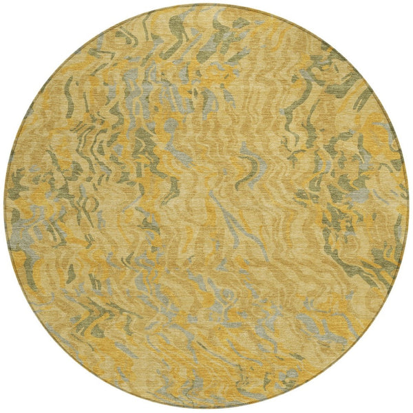 Homeroots 3' Beige Brown And Ivory Abstract Washable Area Rug For Indoor Or Outdoor Comfort And Style 8' Round Polyester 600290