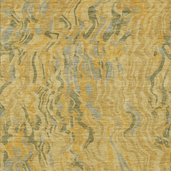 Homeroots 3' Beige Brown And Ivory Abstract Washable Area Rug For Indoor Or Outdoor Comfort And Style 8' X 10' Polyester 600291