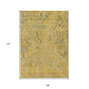 Homeroots 3' Beige Brown And Ivory Abstract Washable Area Rug For Indoor Or Outdoor Comfort And Style 9' X 12' Polyester 600292