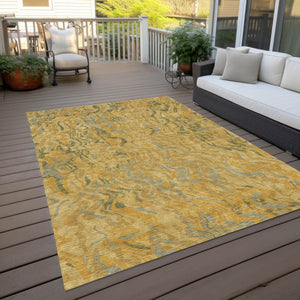 Homeroots 3' Beige Brown And Ivory Abstract Washable Area Rug For Indoor Or Outdoor Comfort And Style 10' X 14' Polyester 600293