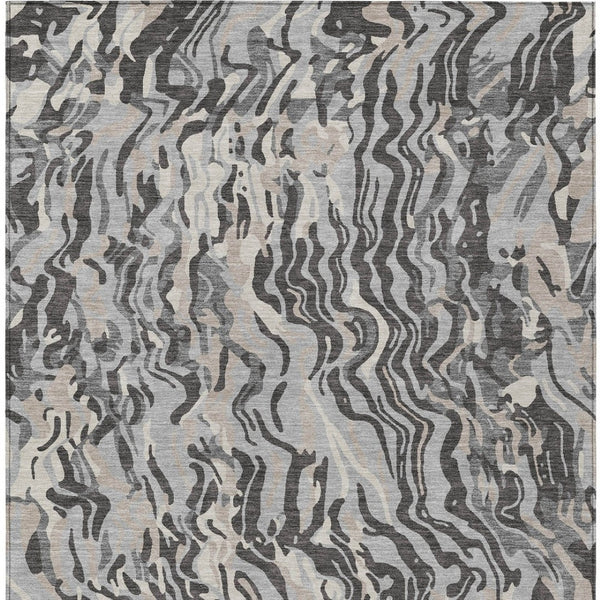 Homeroots 3' Beige Brown And Ivory Abstract Washable Area Rug For Indoor Or Outdoor Comfort And Style 3' X 5' Polyester 600294