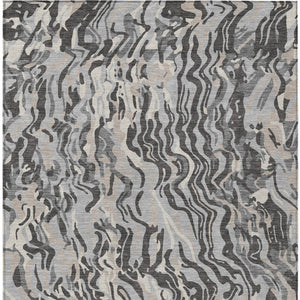 Homeroots 3' Beige Brown And Ivory Abstract Washable Area Rug For Indoor Or Outdoor Comfort And Style 5' X 8' Polyester 600295