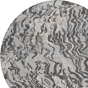 Homeroots 3' Beige Brown And Ivory Abstract Washable Area Rug For Indoor Or Outdoor Comfort And Style 8' Round Polyester 600296