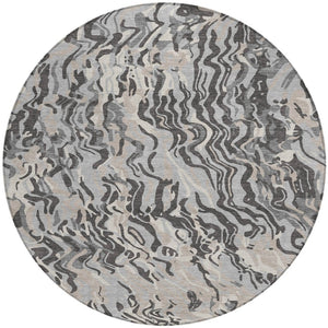 Homeroots 3' Beige Brown And Ivory Abstract Washable Area Rug For Indoor Or Outdoor Comfort And Style 8' Round Polyester 600296