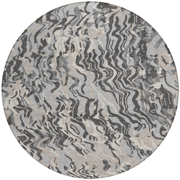 Homeroots 3' Beige Brown And Ivory Abstract Washable Area Rug For Indoor Or Outdoor Comfort And Style 8' Round Polyester 600296