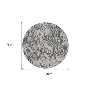 Homeroots 3' Beige Brown And Ivory Abstract Washable Area Rug For Indoor Or Outdoor Comfort And Style 8' Round Polyester 600296