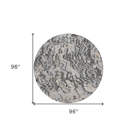 Homeroots 3' Beige Brown And Ivory Abstract Washable Area Rug For Indoor Or Outdoor Comfort And Style 8' Round Polyester 600296