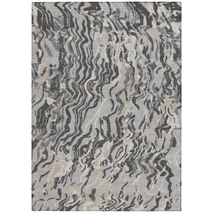 Homeroots 3' Beige Brown And Ivory Abstract Washable Area Rug For Indoor Or Outdoor Comfort And Style 9' X 12' Polyester 600298