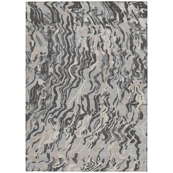Homeroots 3' Beige Brown And Ivory Abstract Washable Area Rug For Indoor Or Outdoor Comfort And Style 9' X 12' Polyester 600298