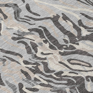 Homeroots 3' Beige Brown And Ivory Abstract Washable Area Rug For Indoor Or Outdoor Comfort And Style 9' X 12' Polyester 600298