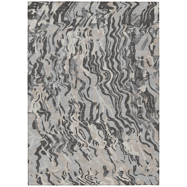 Homeroots 3' Beige Brown And Ivory Abstract Washable Area Rug For Indoor Or Outdoor Comfort And Style 10' X 14' Polyester 600299