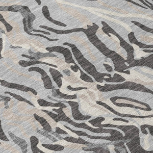 Homeroots 3' Beige Brown And Ivory Abstract Washable Area Rug For Indoor Or Outdoor Comfort And Style 10' X 14' Polyester 600299