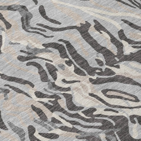 Homeroots 3' Beige Brown And Ivory Abstract Washable Area Rug For Indoor Or Outdoor Comfort And Style 10' X 14' Polyester 600299
