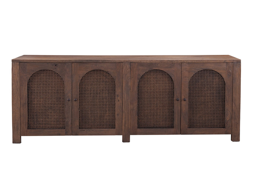 Basset Mirror Walsh Server: Rustic Modern Farmhouse Design In Solid Mango Wood With Antique Walnut Finish & Storage Brown Solid Mango,Natural Cain 6003-dr-576