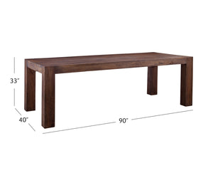 Basset Mirror Walsh Dining Table - Rustic Modern Farmhouse Design In Solid Mango Wood With Antique Walnut Finish Brown Solid Mango Wood 6003-dr-600