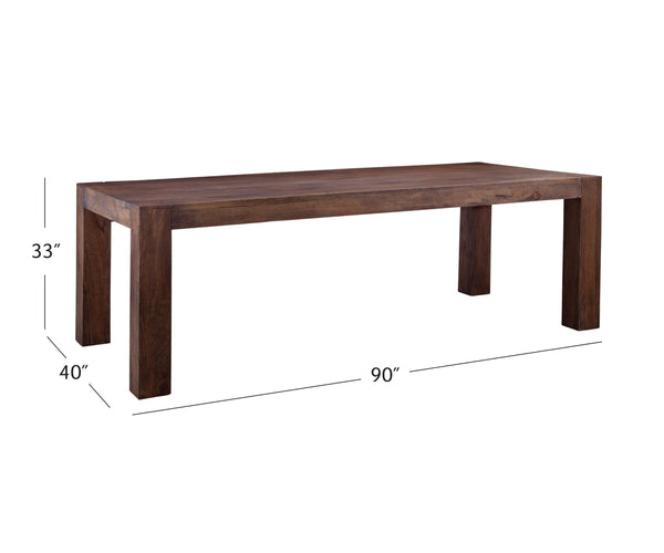 Basset Mirror Walsh Dining Table - Rustic Modern Farmhouse Design In Solid Mango Wood With Antique Walnut Finish Brown Solid Mango Wood 6003-dr-600
