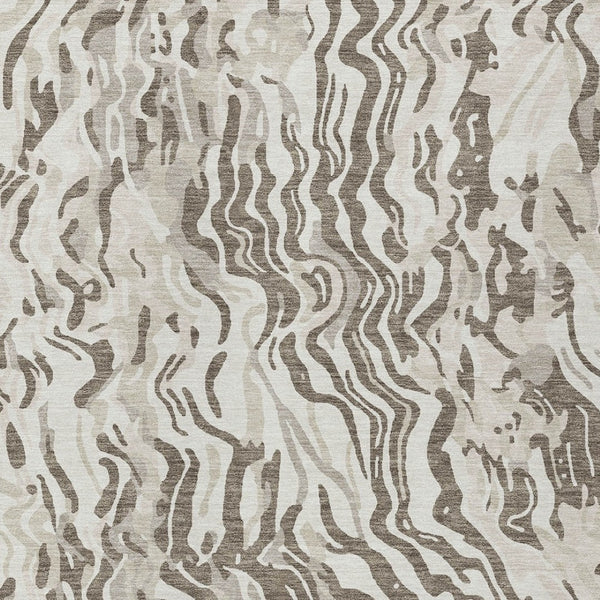 Homeroots 3' Beige Brown And Ivory Abstract Washable Area Rug For Indoor Or Outdoor Comfort And Style 3' X 5' Polyester 600300