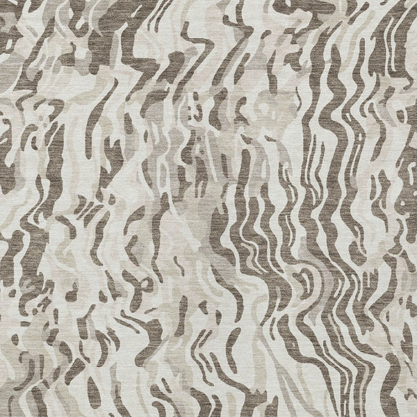 Homeroots 3' Beige Brown And Ivory Abstract Washable Area Rug For Indoor Or Outdoor Comfort And Style 5' X 8' Polyester 600301