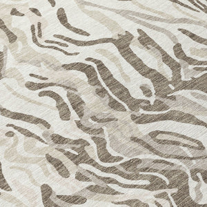 Homeroots 3' Beige Brown And Ivory Abstract Washable Area Rug For Indoor Or Outdoor Comfort And Style 8' Round Polyester 600302