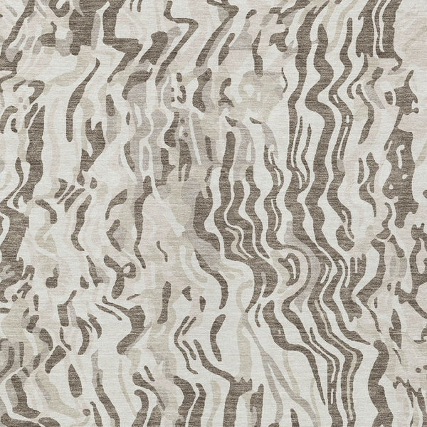 Homeroots 3' Beige Brown And Ivory Abstract Washable Area Rug For Indoor Or Outdoor Comfort And Style 8' X 10' Polyester 600303