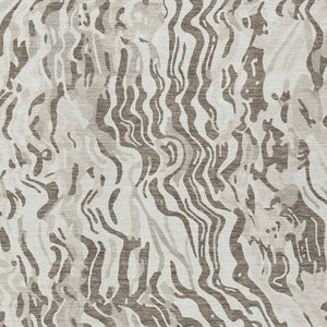 Homeroots 3' Beige Brown And Ivory Abstract Washable Area Rug For Indoor Or Outdoor Comfort And Style 9' X 12' Polyester 600304
