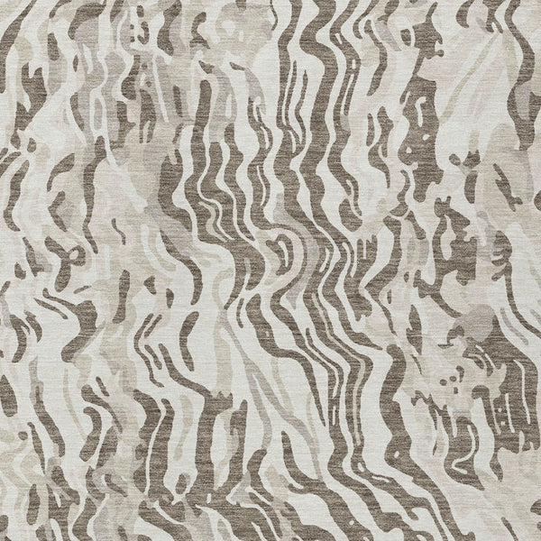 Homeroots 3' Beige Brown And Ivory Abstract Washable Area Rug For Indoor Or Outdoor Comfort And Style 9' X 12' Polyester 600304