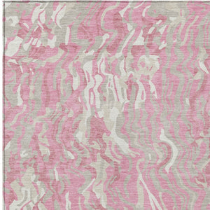 Homeroots 3' Beige Brown And Ivory Abstract Washable Area Rug For Indoor Or Outdoor Comfort And Style 5' X 8' Polyester 600307