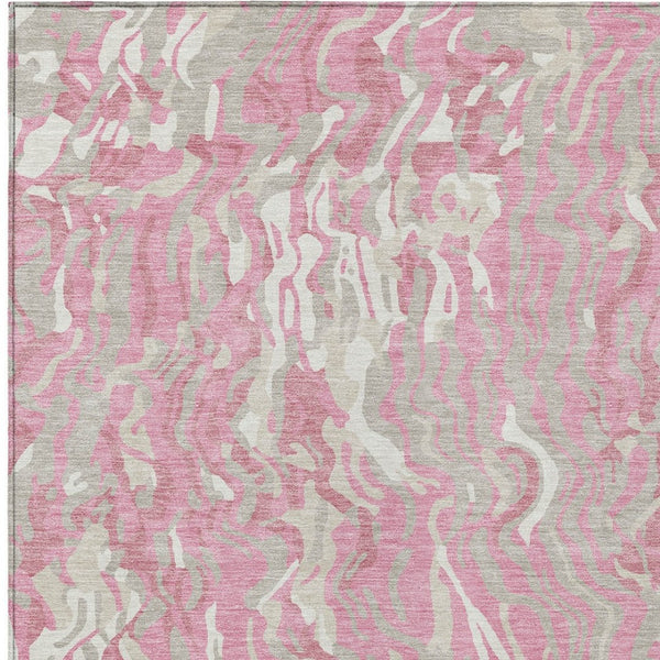 Homeroots 3' Beige Brown And Ivory Abstract Washable Area Rug For Indoor Or Outdoor Comfort And Style 5' X 8' Polyester 600307