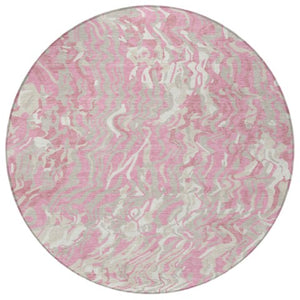 Homeroots 3' Beige Brown And Ivory Abstract Washable Area Rug For Indoor Or Outdoor Comfort And Style 8' Round Polyester 600308