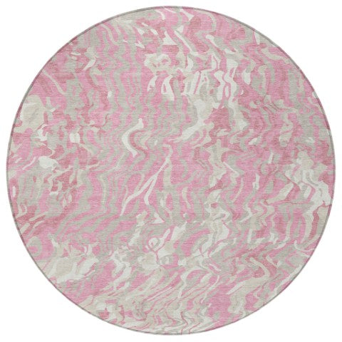 Homeroots 3' Beige Brown And Ivory Abstract Washable Area Rug For Indoor Or Outdoor Comfort And Style 8' Round Polyester 600308