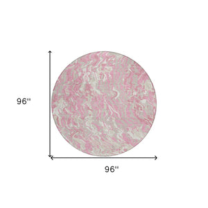 Homeroots 3' Beige Brown And Ivory Abstract Washable Area Rug For Indoor Or Outdoor Comfort And Style 8' Round Polyester 600308