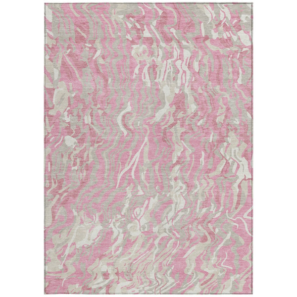 Homeroots 3' Beige Brown And Ivory Abstract Washable Area Rug For Indoor Or Outdoor Comfort And Style 8' X 10' Polyester 600309
