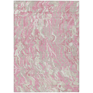 HomeRoots 5' Abstract Washable Indoor Outdoor Area Rug in Pink, Gray & Ivory - Modern Design for Any Space 8' X 10' 600309