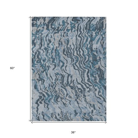 Homeroots 3' Beige Brown And Ivory Abstract Washable Area Rug For Indoor Or Outdoor Comfort And Style 3' X 5' Polyester 600312