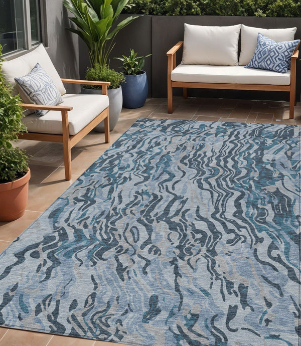 Homeroots 3' Beige Brown And Ivory Abstract Washable Area Rug For Indoor Or Outdoor Comfort And Style 5' X 8' Polyester 600313