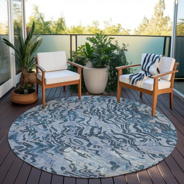 Homeroots 3' Beige Brown And Ivory Abstract Washable Area Rug For Indoor Or Outdoor Comfort And Style 8' Round Polyester 600314
