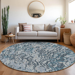 Homeroots 3' Beige Brown And Ivory Abstract Washable Area Rug For Indoor Or Outdoor Comfort And Style 8' Round Polyester 600314