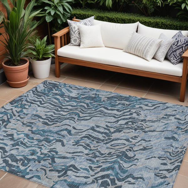 Homeroots 3' Beige Brown And Ivory Abstract Washable Area Rug For Indoor Or Outdoor Comfort And Style 8' X 10' Polyester 600315