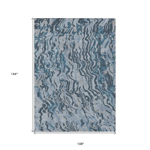 Homeroots 3' Beige Brown And Ivory Abstract Washable Area Rug For Indoor Or Outdoor Comfort And Style 9' X 12' Polyester 600316